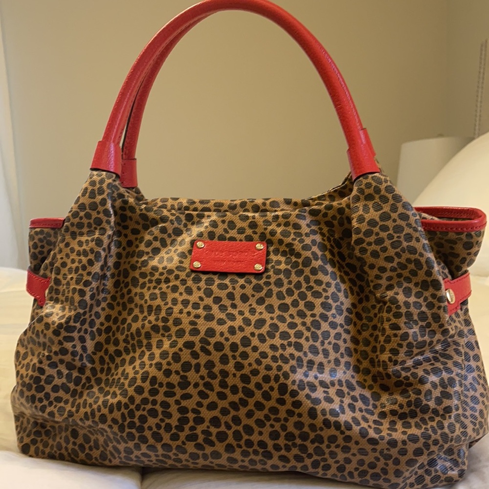 Kate Spade Leopard Tote with Red Handles